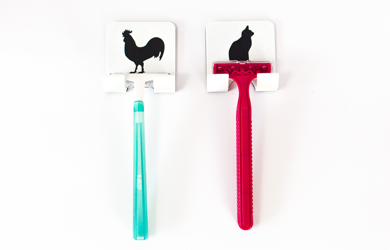 Razor holder cat and rooster design